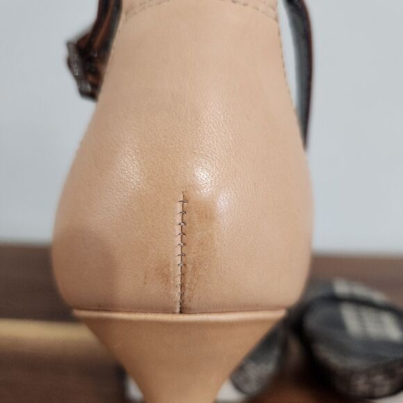 Sam Edelman Eleanor Heel Women 8.5 Ankle Strap Snakeskin Tan Leather Buckle Shoe - Picture 8 of 11